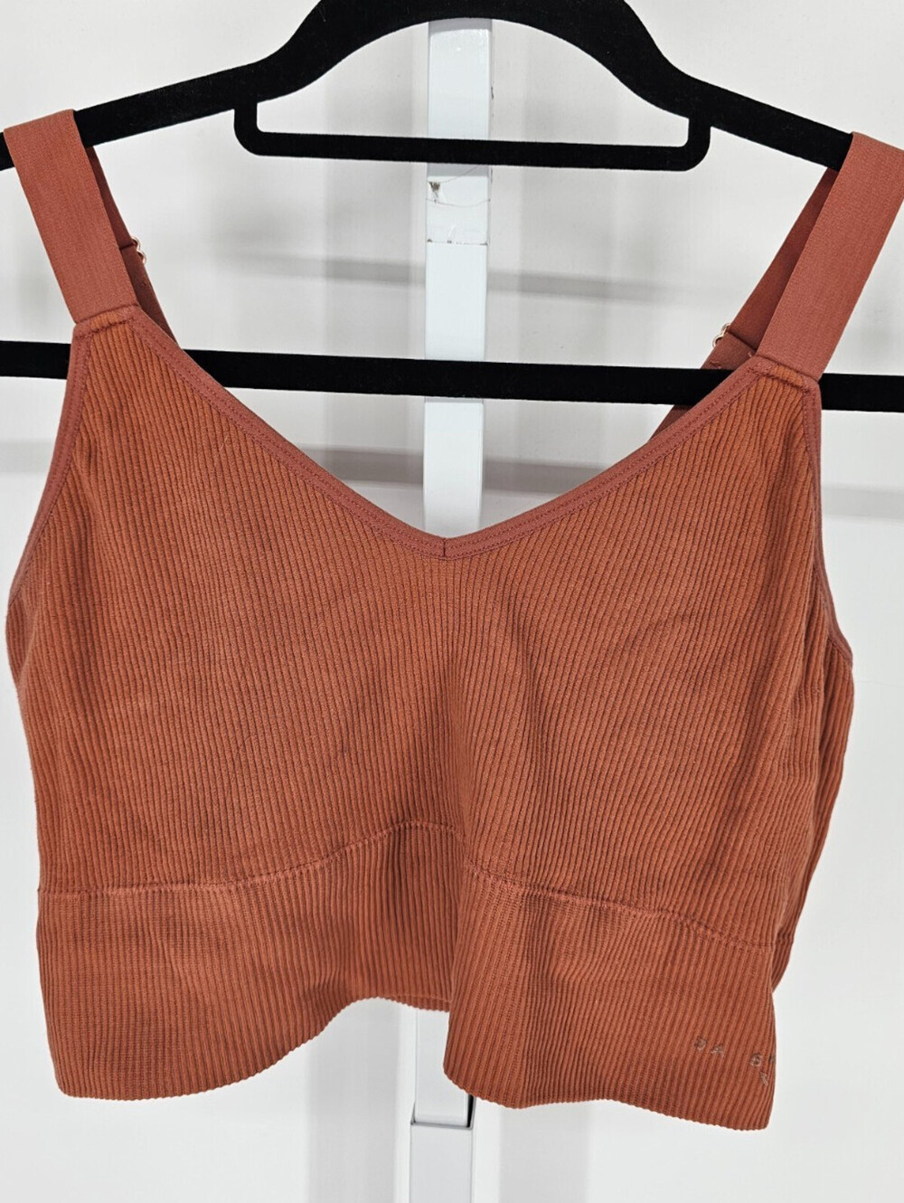 Danskin Intimates Womens Sz 2X Longline Bralette Bra Ribbed Rust Orange